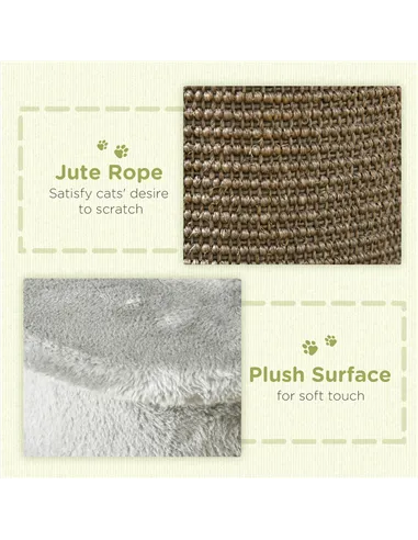 PawHut 58cm Cat Scratching Post, with Covered Plush, Play Balls, for Corner Walls - Grey