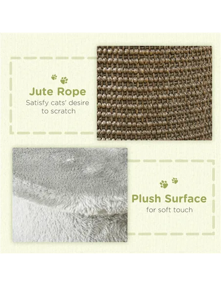 PawHut 58cm Cat Scratching Post, with Covered Plush, Play Balls, for Corner Walls - Grey