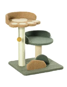 PawHut 52cm Small Cat Tree for Indoor Cats, Scratching Posts with Two Beds, Toy Ball