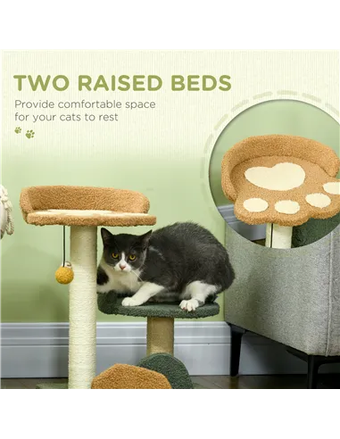PawHut 52cm Small Cat Tree for Indoor Cats, Scratching Posts with Two Beds, Toy Ball