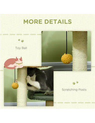 PawHut 52cm Small Cat Tree for Indoor Cats, Scratching Posts with Two Beds, Toy Ball