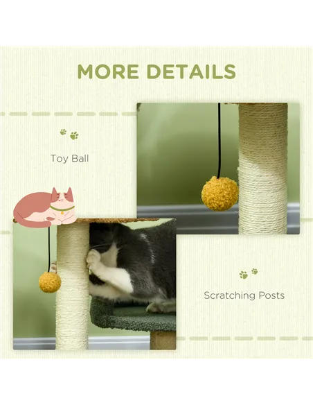 PawHut 52cm Small Cat Tree for Indoor Cats, Scratching Posts with Two Beds, Toy Ball