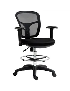 HOMCOM Drafting Chair with Adjustable Armrests, Ergonomic Mesh Office Chair with Lumbar Support, Adjustable Height and Footrest 