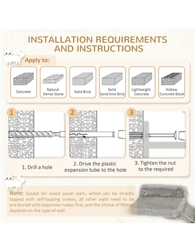 PawHut Four-Piece Cat Wall Furniture, with Hammock, Ladder, Platforms, Steps, for Indoor Use - Grey