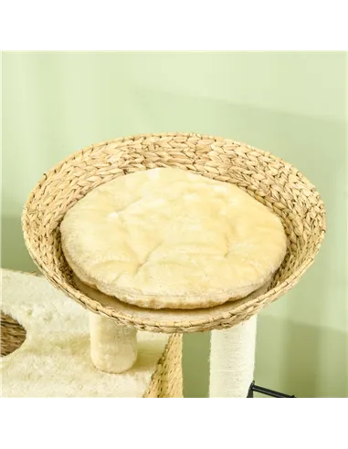 PawHut 95cm Cat Tree Tower for Indoor Cats, with Scratching Post, Cat House, Toy Ball, Platform - Beige