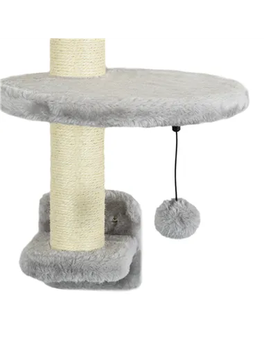 PawHut Three-Piece Wall-Mounted Cat Shelves, with Hammock, Ladder, Platforms, Scratching Post - Grey