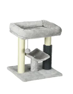 PawHut 48cm Cat Tree with Scratching Posts, Bed, Perch, Self Groomer, Toy - Grey