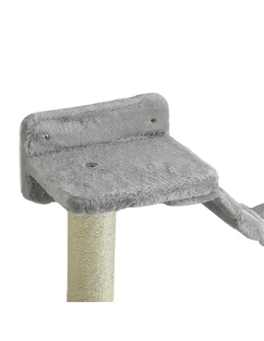 PawHut Four-Piece Cat Wall Furniture with Hammock, Perches, Ladder, Scratching Post, Grey