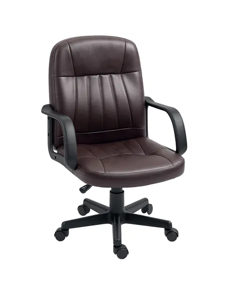 HOMCOM Swivel Executive Chair PU Leather Computer Desk Chair, Dark Brown