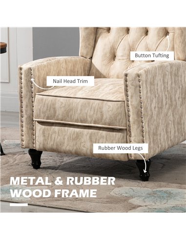 HOMCOM Chesterfield-Style Reclining Armchair - Beige