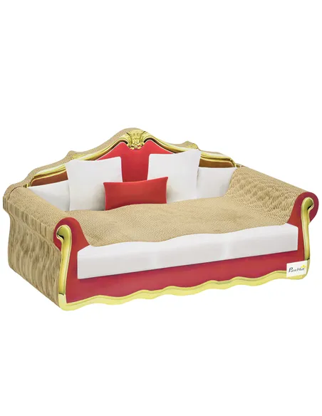 PawHut Cat Cardboard Scratcher, Lounge Sofa Bed with Catnip, 58 x 29.5 x 29cm