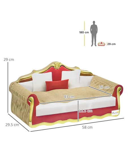 PawHut Cat Cardboard Scratcher, Lounge Sofa Bed with Catnip, 58 x 29.5 x 29cm