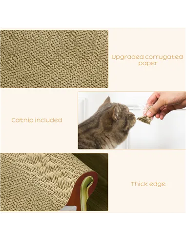 PawHut Cat Cardboard Scratcher, Lounge Sofa Bed with Catnip, 58 x 29.5 x 29cm