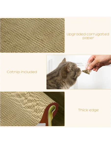 PawHut Cat Cardboard Scratcher, Lounge Sofa Bed with Catnip, 58 x 29.5 x 29cm