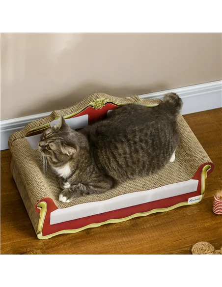 PawHut Cat Cardboard Scratcher, Lounge Sofa Bed with Catnip, 58 x 29.5 x 29cm