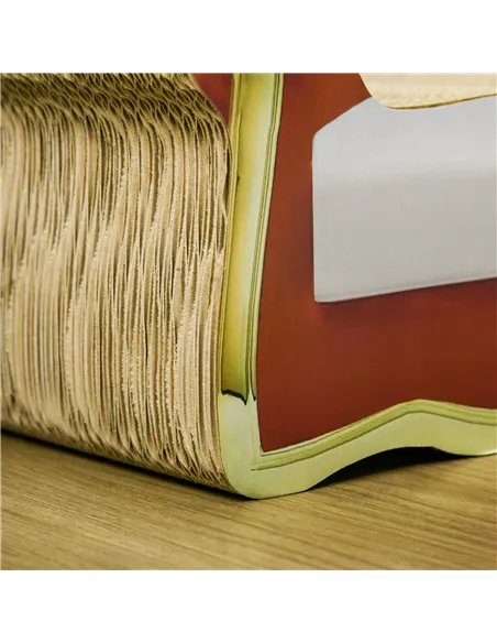 PawHut Cat Cardboard Scratcher, Lounge Sofa Bed with Catnip, 58 x 29.5 x 29cm