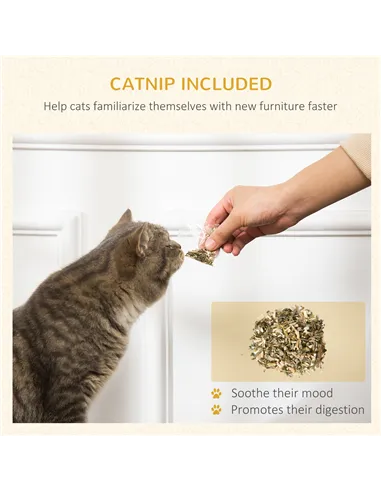 PawHut Two-In-One Cat House, Cat Scratching Board with Scratcher, Catnip, Cat Cardboard Scratcher for Indoor Cats