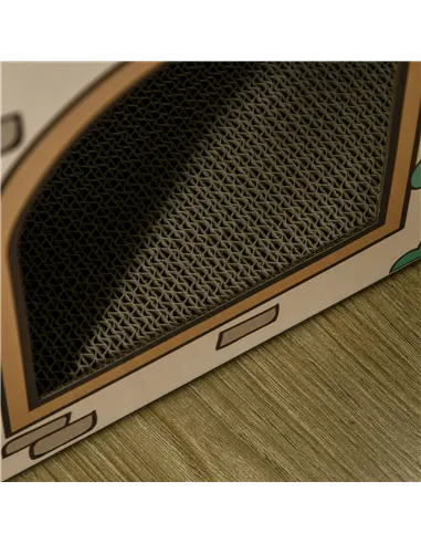 PawHut Two-In-One Cat House, Cat Scratching Board with Scratcher, Catnip, Cat Cardboard Scratcher for Indoor Cats