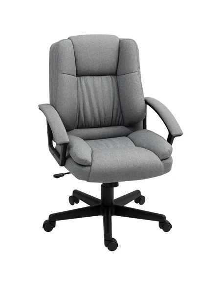 HOMCOM Linen-Look Padded Office Chair - Grey