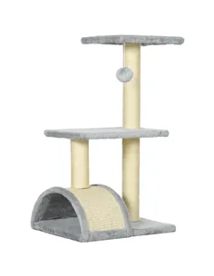 PawHut 72cm Cat Tree with Scratching Post, Pad for Indoor Cats - Light Grey