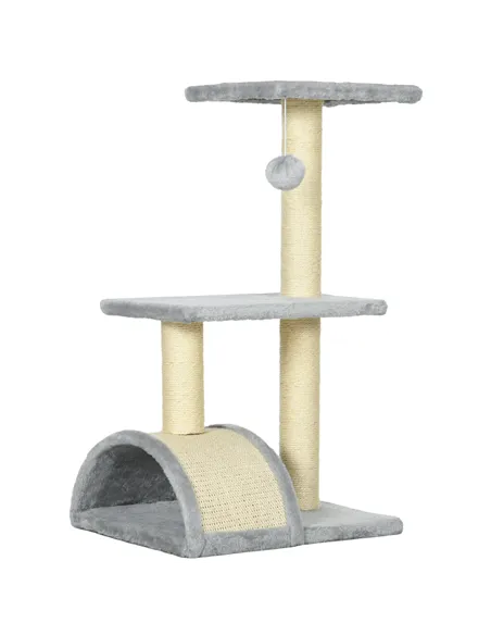 PawHut 72cm Cat Tree with Scratching Post, Pad for Indoor Cats - Light Grey
