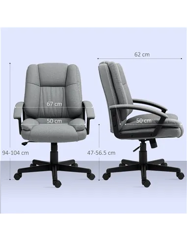 HOMCOM Linen-Look Padded Office Chair - Grey