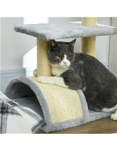 PawHut 72cm Cat Tree with Scratching Post, Pad for Indoor Cats - Light Grey