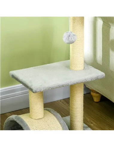 PawHut 72cm Cat Tree with Scratching Post, Pad for Indoor Cats - Light Grey
