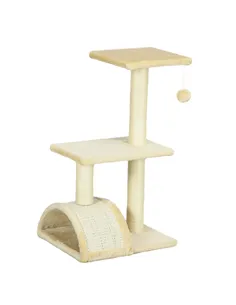 PawHut 72cm Cat Tree with Scratching Post, Pad for Indoor Cats - Cream White