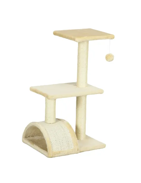 PawHut 72cm Cat Tree with Scratching Post, Pad for Indoor Cats - Cream White