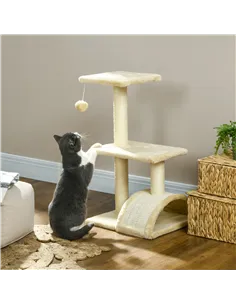 PawHut 72cm Cat Tree with Scratching Post, Pad for Indoor Cats - Cream White 2