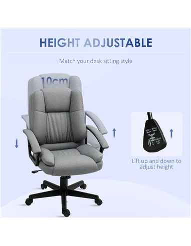 HOMCOM Linen-Look Padded Office Chair - Grey
