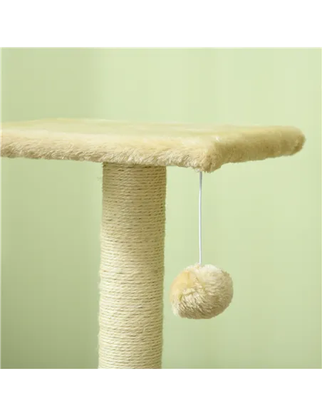 PawHut 72cm Cat Tree with Scratching Post, Pad for Indoor Cats - Cream White