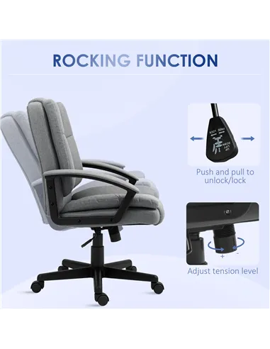 HOMCOM Linen-Look Padded Office Chair - Grey