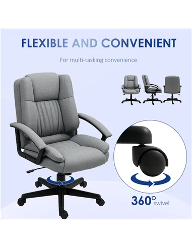 HOMCOM Linen-Look Padded Office Chair - Grey