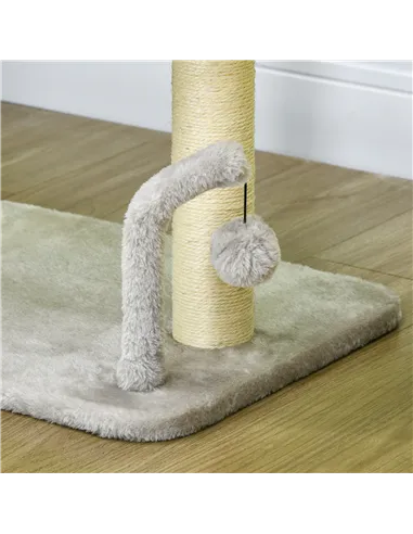 PawHut 42cm Indoor Cat Tree, with Toy Balls, Sisal Scratching Post - Light Grey
