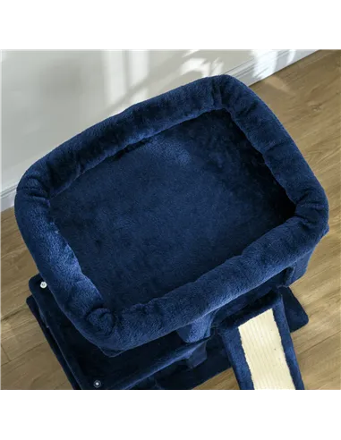 PawHut Sisal Cat Rest & Play Activity Tree w/ 2 House Navy Blue