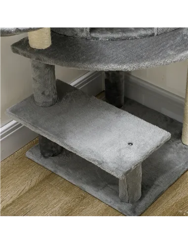 PawHut Sisal 100cm Cat Tree Tower with Sisal Scratching Post Grey