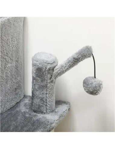 PawHut Sisal 100cm Cat Tree Tower with Sisal Scratching Post Grey