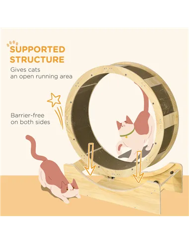 PawHut Cat Wheel with Brake, Scratching Pads - Oak Tone