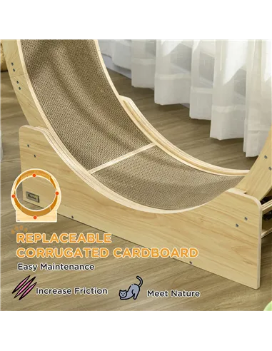 PawHut Cat Wheel with Brake, Scratching Pads - Oak Tone
