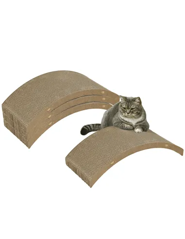 PawHut Four-Piece Cat Scratching Board, Cat Treadmill Replacement, 55 x 26cm - Brown