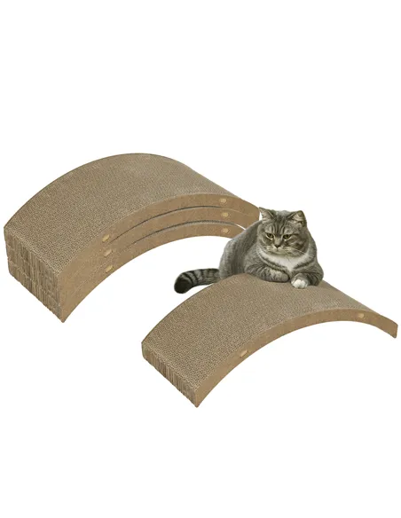 PawHut Four-Piece Cat Scratching Board, Cat Treadmill Replacement, 55 x 26cm - Brown