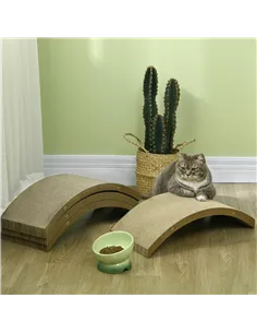 PawHut Four-Piece Cat Scratching Board, Cat Treadmill Replacement, 55 x 26cm - Brown 2