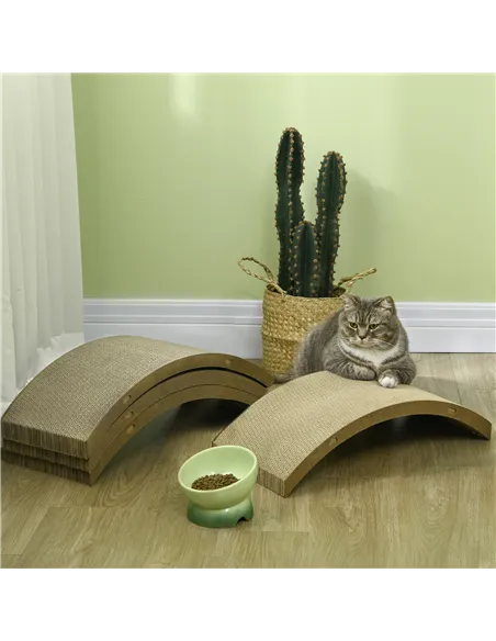 PawHut Four-Piece Cat Scratching Board, Cat Treadmill Replacement, 55 x 26cm - Brown