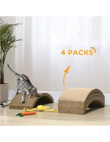PawHut Four-Piece Cat Scratching Board, Cat Treadmill Replacement, 55 x 26cm - Brown