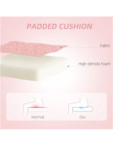 HOMCOM Armless Heart Computer Desk Chair, Teddy Fleece Swivel Office Chair, Makeup Vanity Chair with Height Adjustable, Wheels, 