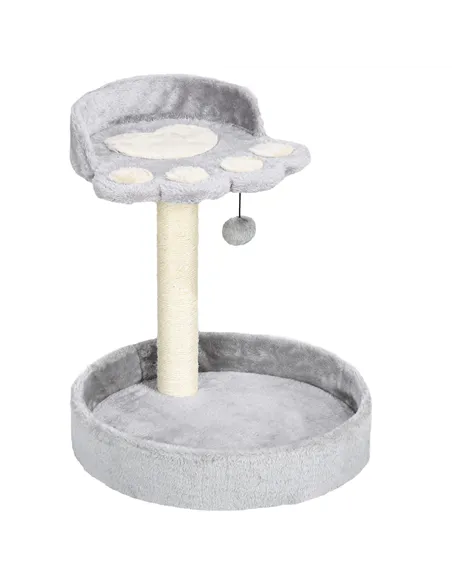 PawHut 44cm Cat Tower, Cat Tree for Indoor Cats, with Sisal Cat Scratching Post, Toy Ball - Light Grey