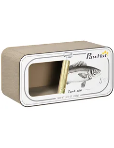 PawHut 2 in 1 Cat Scratching Board, Cardboard Cat House with Catnip, Canned Tuna Design