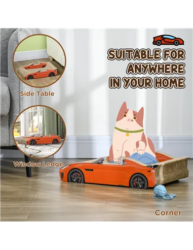 PawHut 2 in 1 Cat Scratching Board with Catnip, Car-shaped